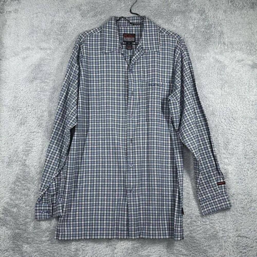 FUBU THE COLLECTION LONG SLEEVE PLAID‎ BUTTON DOWN SHIRT BLUE MENS L Y2K